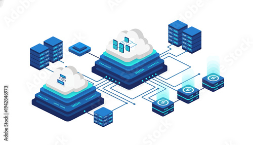 Cloud computing data storage illustration.