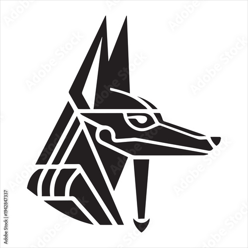 Geometric Anubis Silhouette Icon – Egyptian Jackal God Vector Emblem