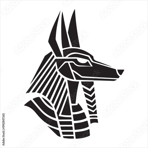 Geometric Anubis Silhouette Icon – Egyptian Jackal God Vector Emblem