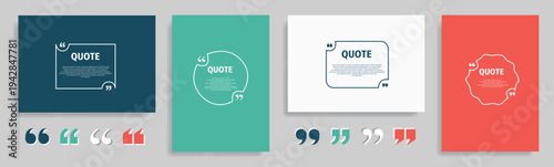 Quote box frame, big set. Texting quote boxes. Blank template quote text info design boxes quotation bubble blog quotes symbols. Creative vector banner illustration. Vector brushes background