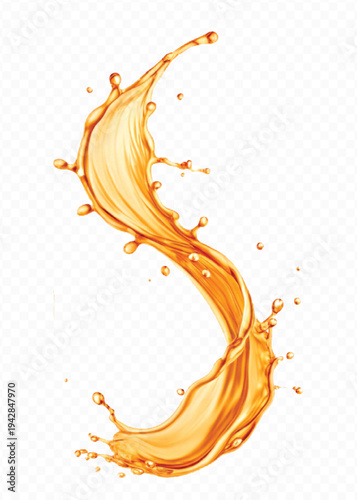 abstract 3d orange juice or liquid oil splashes in different  style isolated on transparent background