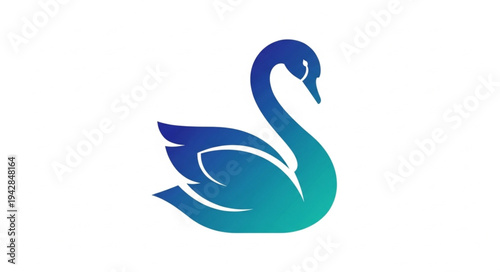 Elegant blue swan illustration with graceful curves and smooth lines.