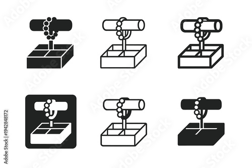 Jewelry Organizer Icons. Organizing jewelry in a drawer organizer. Icon set. Set Logo of Organizing jewelry in a drawer organizer: bracelet stand. harmonious