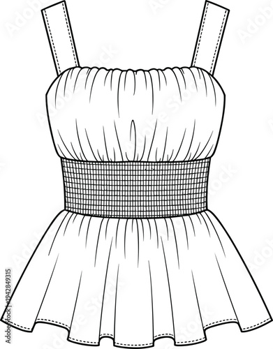 This technical fashion sketch is ideal for designers and manufacturers. Here are the SEO-optimized metadata details for your Adobe Stock submission.