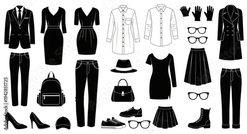 Fashion Apparel Collection Silhouettes.