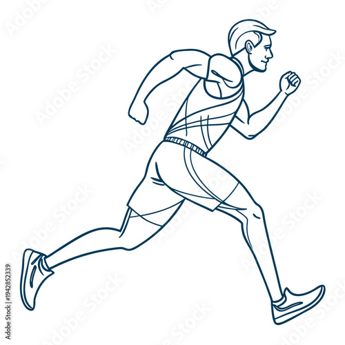 Athletic man running sprinting race marathon sports