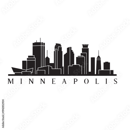 Minneapolis Skyline Silhouette – Minimal Cityscape Vector Icon