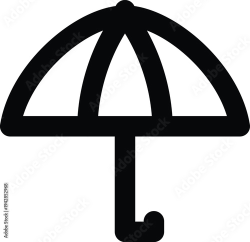 Fully opened black umbrella outline