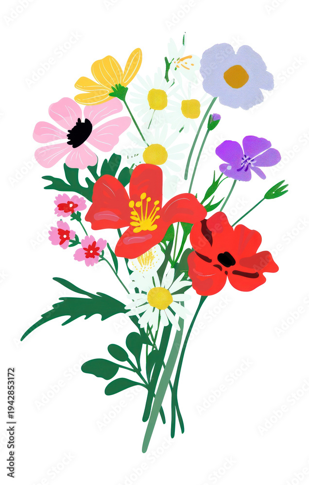 Obraz premium PNG Wildflower bouquet flowers art illustration.
