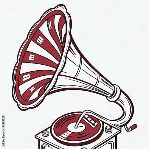 Vector illustration of a vintage gramophone
