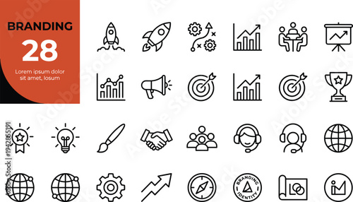 A set of black line icons depicting various medical symbols and objects, including organs, pills, and medical tools, on a pure white background