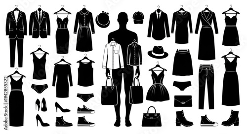 Fashion Silhouettes Collection of Clothing and Accessories for Men and Women.