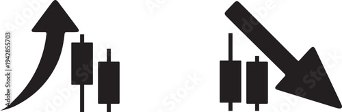 Market Dynamics: An abstract representation of financial concepts through a graphic, featuring candlestick patterns and directional arrows indicating market trends and volatility.