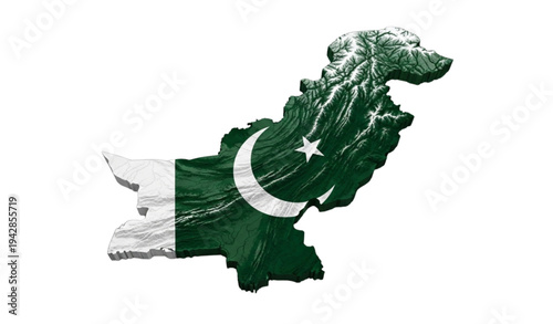 A vector graphic illustration of the Pakistan flag map on a white background