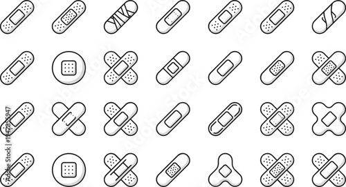 A collection of 25 editable line icons depicting bell notifications in various outline styles and designs, presented in a simple and minimalist aesthetic on a pure white background.