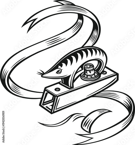 Vector illustration of a razor with a fish-like blade