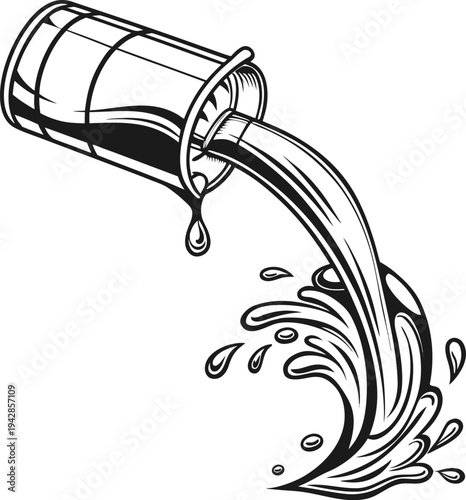 Vector illustration of oil barrel pouring oil
