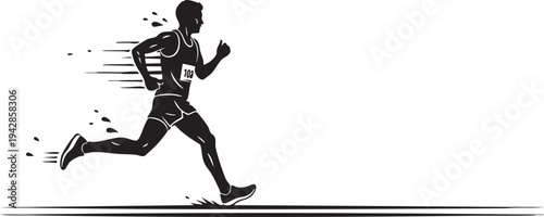 A man running with motion blur behind him isolated on transparent background, Vector