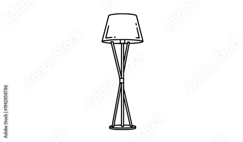 Modern floor lamp black and white vector illustration minimalist lighting outline design