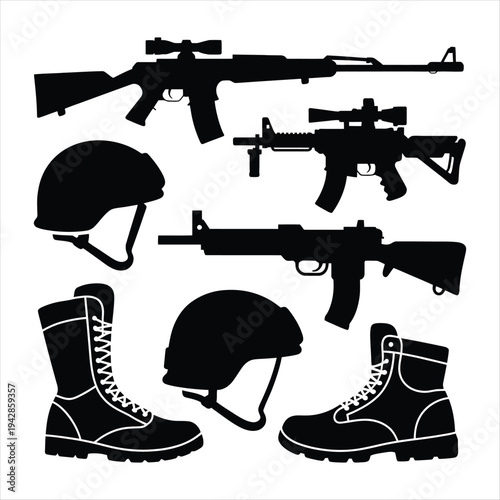 Military Weapons and Gear Silhouettes rifle assault rifle