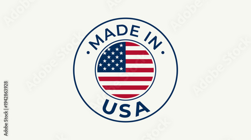Circular stamp clearly indicates "Made in USA" featuring the stars and stripes flag within a clean, white border.