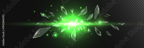 Green Energy Glass Shards Explosion Light Effect