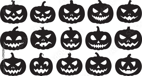 Collection of spooky jack-o-lanterns for Halloween decoration ideas
