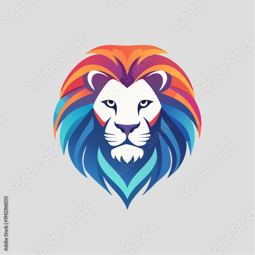 A stylized black and white lion head mascot vector illustration featuring a fierce wild animal face design with kingly crown elements and artistic tribal tattoo drawing details