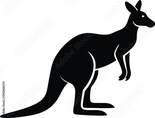 Kangaroo silhouette vector art illustration and minimal black and white design