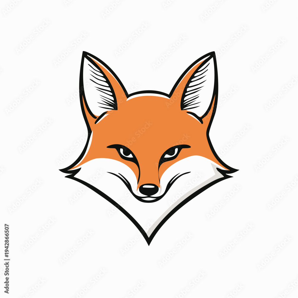 Fototapeta premium A cute young red fox cub, a wild vulpes vulpes mammal and predator, is depicted as a vector illustration isolated on a white background