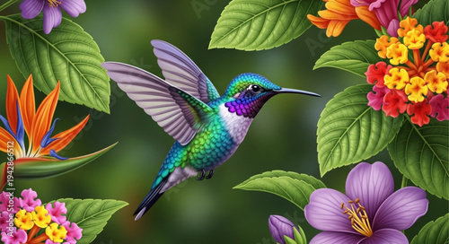 hummingbird and flower