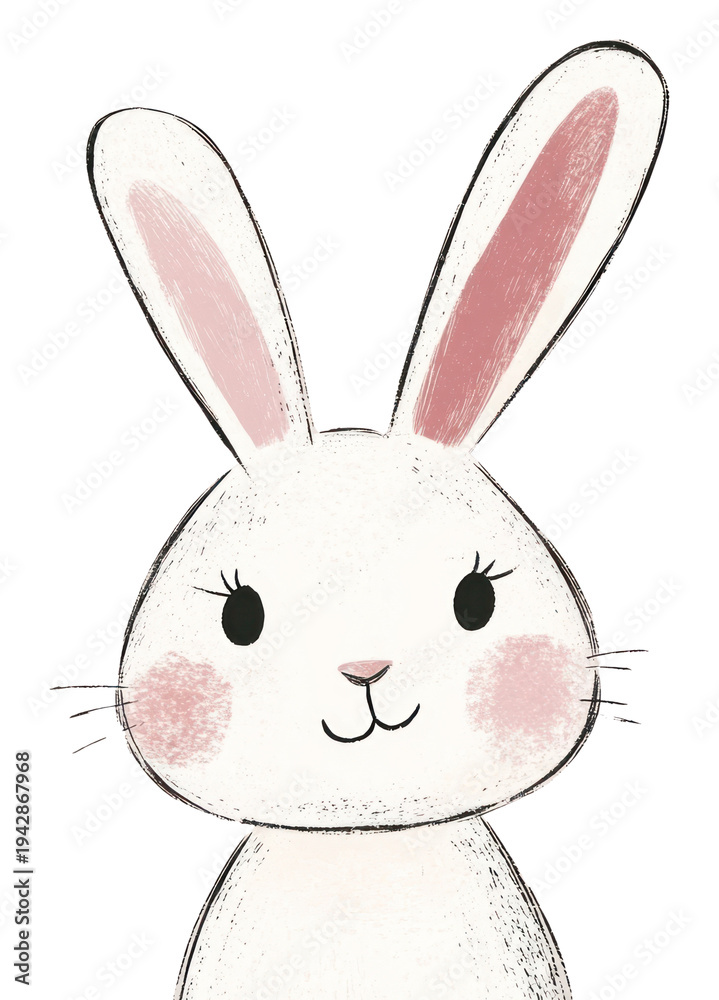 Obraz premium PNG Cute bunny soft pastel colors animal art illustration.