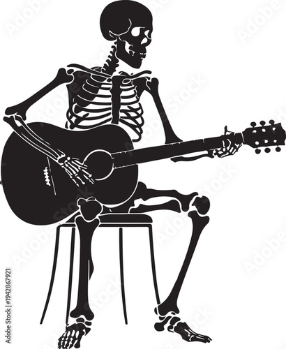 Skeleton Playing Guitar Silhouette