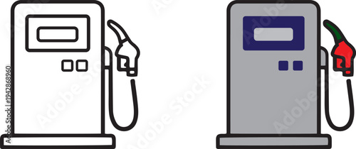 gas station fuel pump icon set, flat gasoline service symbols