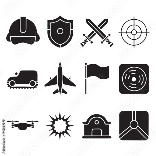 War icon set. Solid icons vector collection. 