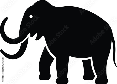 Mammoth silhouette vector art illustration and minimal black and white design