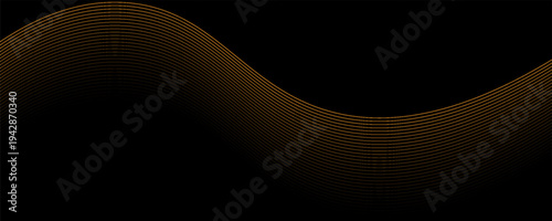 Luxury golden refracted curved waves abstract banner. Art deco vector background