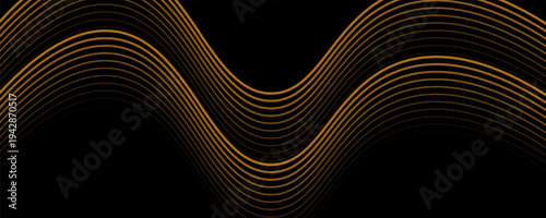 Luxury golden refracted curved waves abstract banner. Art deco vector background