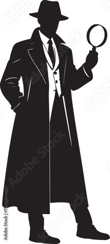 Detective with Magnifying Glass Silhouette