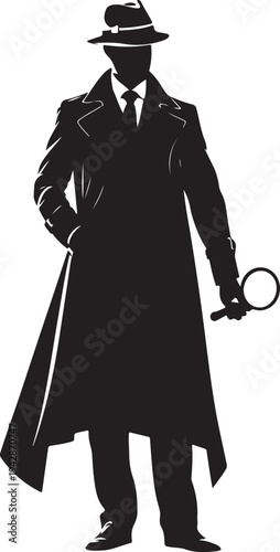 Detective with Magnifying Glass Silhouette