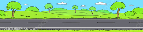 Road hill graphic color landscape sketch long illustration vector 
