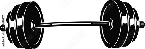 Barbell weightlifting equipment silhouette for gym fitness training illustration strong bodybuilding symbol design for sport workout logo and athletic strength concept