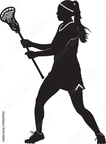 Girl Lacrosse Player Female Lacrosse Player Silhouette