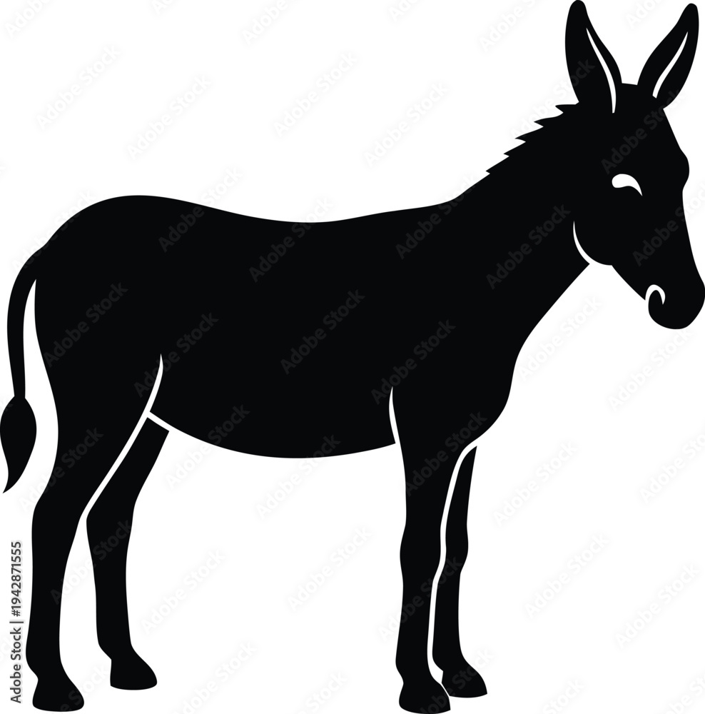 Fototapeta premium Mule silhouette vector art illustration and minimal black and white design