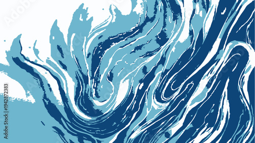 Vector Fluid strokes of cerulean and azure intertwine, embodying the tranquil yet dynamic essence of water in a captivating illustration. 