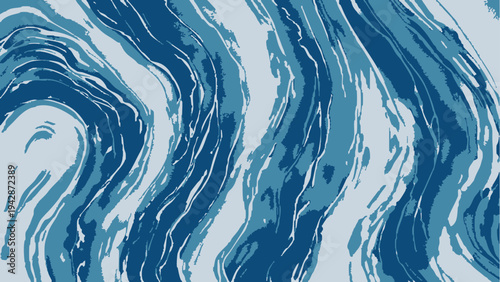 Vector An abstract pattern of swirling waves intertwines shades of azure, evoking the ebb and flow of the sea.