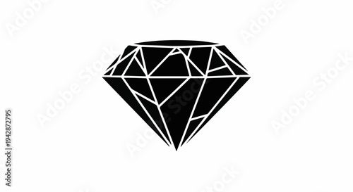 Sleek black diamond icon symbolizing luxury and preciousness on a clean white background.