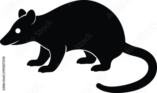Opossum silhouette vector art illustration and minimal black and white design