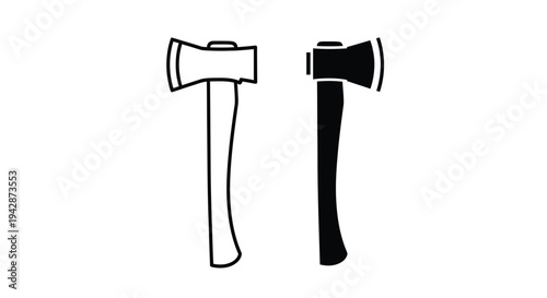 Simple line art illustration of two black and white axes side by side on a plain white background.