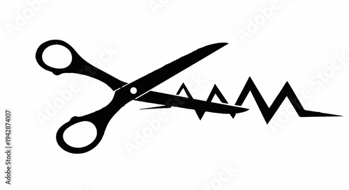 Scissors cutting a jagged line symbolizing disruption and change